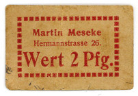 MECKLENBURG-VORPOMMERN, Schwerin, Martin Meseke. 2 Pfennig o.D., Rs.Firmenstempel.
I
Ti.6791