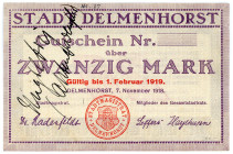 NIEDERSACHSEN, Delmenhorst, Stadt. 20 Mark 07.11.1918, ohne KN.
II
Gei.18.094; b