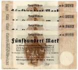 NIEDERSACHSEN, Katzenstein (Osterode am Harz), Wilhelm Tschira AG. 4x 500 Mark 1922, A, B, C, D.
III
Mü.22.2270; 1-4