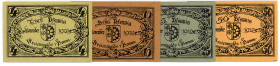 POMMERN, Freienwalde, Stadt. 4, 10, 25, 50 Pfennig Nov. 1920. Probedrucke auf farbigem Papier.
I
Gra.385