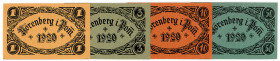 POMMERN, Nörenberg, Stadt. 1, 3, 10, 50 Pfennig 1920. Farbiges Papier.
I
Gra.979.36