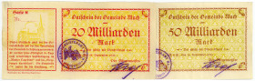 RHEINPROVINZ, Much, Gemeinde. 20 Milliarden, 50 Milliarden Mark 15.09.1923, Serie H/J, je ohne KN.
I-
Ke.3611b