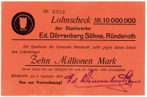 RHEINPROVINZ, Ründeroth, Stahlwerk Ed. Dörrenberg. 10 Millionen Mark 04.09.1923.
II
Ke.4664
