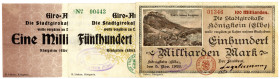 SACHSEN, Königstein, Stadtrat. 500 Millionen, 1 Milliarde 16.10.1923 und 100 Milliarde Mark 05.11.1923. 1 Milliarde "Außer Kurs" gestempelt und ohne K...
