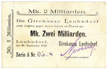 SACHSEN, Leubsdorf, Girokasse. 2 Milliarden Mark 20.09.1923 (nicht bei Bühn).
III
Ke.3230
