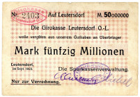 SACHSEN, Leutersdorf, Sparkassenverwaltung. 50 Millionen Mark 09.1923.
III
Ke.3234a