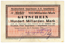 SACHSEN-ANHALT, Sangershausen, Maschinenfabrik. 100 Milliarden Mark 06.11.1923.
III+
Ke.4702e