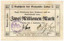 SCHLESWIG-HOLSTEIN, Laboe, Gemeinde. 2 Millionen Mark 08.09.1923.
III
SH L001a