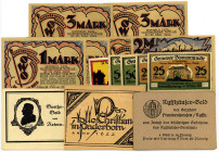 THÜRINGEN, Artern. 6x 50 Pfennig Sylvester 1921 Satz mit Umschlag. Bismarckhütte. 2x 25, 2x 50 Pfennig 31.12.1921. Frankenhausen. 6x 50 Pfennig 19.06....