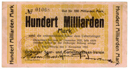WESTFALEN, Bad Driburg, Spar- und Darlehnskassen-Verein. 100 Milliarden Mark 02.11.1923.
III
Ke.1123c