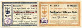 WESTFALEN, Brilon, Sparkasse. 200 Millionen, 500 Millionen Mark 25.09.1923. 2 Scheine.
III
Ke.0617a