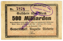 WESTFALEN, Hüls, Gewerkschaft Auguste Victoria. 500 Milliarden Mark 11.1923.
III
Ke.2466r