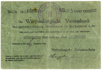 WÜRTTEMBERG, Heidenheim, Württembergische Cattunmanufactur. 5 Millionen Mark 06.09.1923.
III
Ke.2290