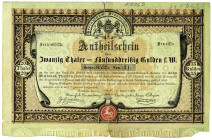 NIEDERSACHSEN, Braunschweig, Herzogthum Braunschweig. Anteilsschein über 20 Thaler 1.März 1869.
III