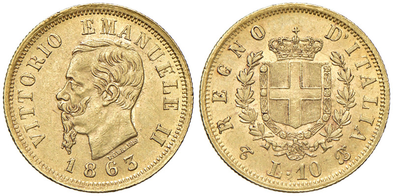 Vittorio Emanuele II (1861-1878) 10 Lire 1863 T - Nomisma 872 AU R
qSPL