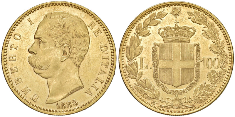 Umberto I (1878-1900) 100 Lire 1883 - Nomisma 972 AU R Lievi segnetti di pulizia...