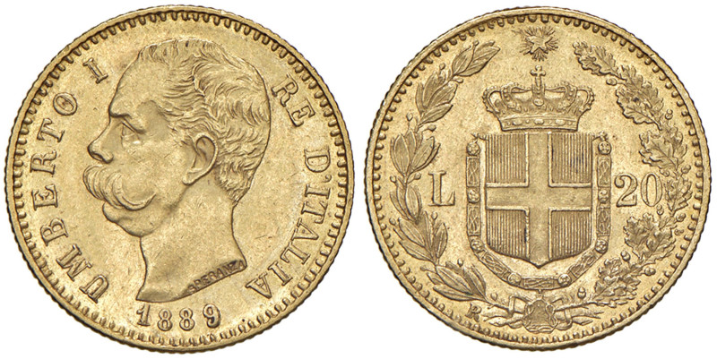 Umberto I (1878-1900) 20 Lire 1889 - Nomisma 987 AU R
SPL