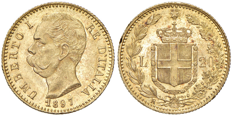 Umberto I (1878-1900) 20 Lire 1897 - Nomisma 991 AU R Minimo segnetto al bordo. ...