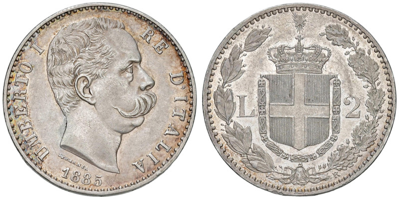 Umberto I (1878-1900) 2 Lire 1885 - Nomisma 998 AG R Minima tacchetta al bordo. ...