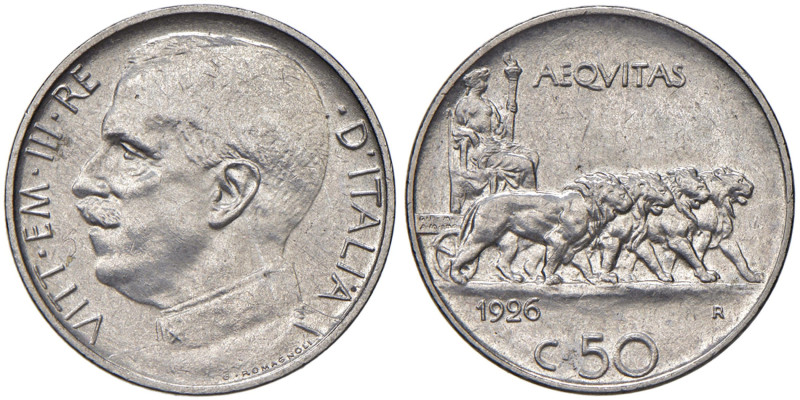 Vittorio Emanuele III (1900-1946) 50 Centesimi 1926 - Nomisma 1243 NI R Emission...