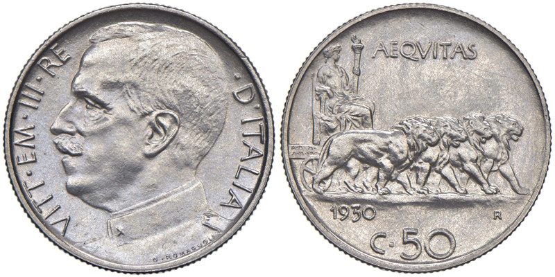 Vittorio Emanuele III (1900-1946) 50 Centesimi 1930 - Nomisma 1247 NI RRR Emissi...