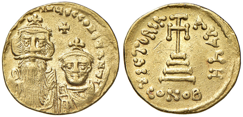 § Costante II (641-668) Solido (Costantinopoli) Busti di fronte di Costante e Co...