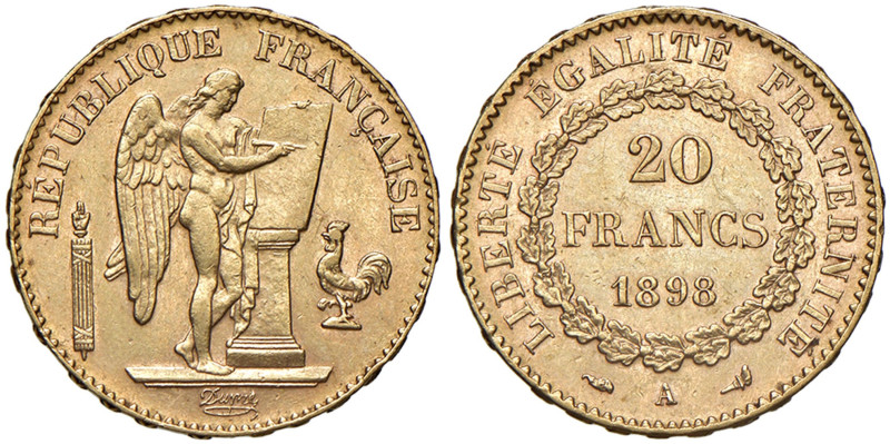 FRANCIA Repubblica (1871-1940) 20 Franchi 1898 A - Gadoury 1063 AU (g 6,45) 
BB...