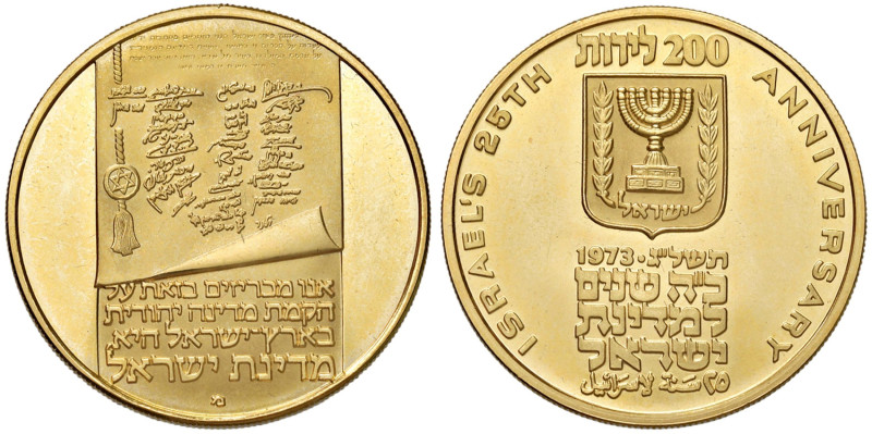 ISRAELE Repubblica (1948- ) 200 Lirot 1973 - Fr. 9 AU (g 27,10)
PROOF