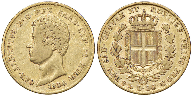 Carlo Alberto (1831-1849) 20 Lire 1834 Genova - Nomisma 644 AU 
MB+/qBB