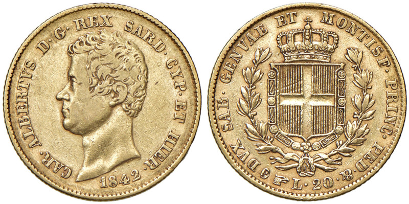 Carlo Alberto (1831-1849) 20 Lire 1842 Torino - Nomisma 656 AU R
MB+/BB