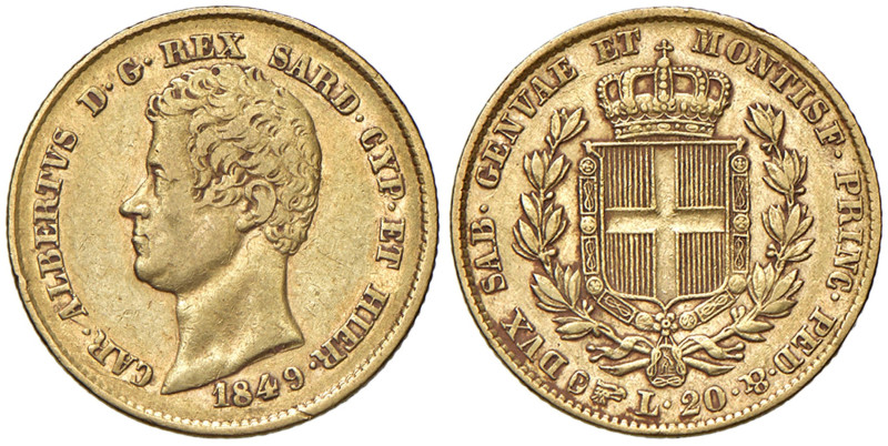 Carlo Alberto (1831-1849) 20 Lire 1849 Torino - Nomisma 666 AU 
qBB/BB