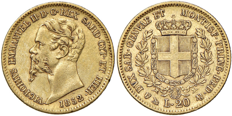 Vittorio Emanuele II (1849-1861) 20 Lire 1852 Genova - Nomisma 745 AU
BB+/BB