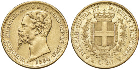 Vittorio Emanuele II (1849-1861) 20 Lire 1854 Genova - Nomisma 748 AU Pulita. Cleaned.
SPL