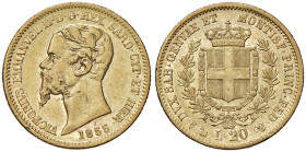 Vittorio Emanuele II (1849-1861) 20 Lire 1855 Genova - Nomisma 749 AU NC
M.di BB