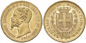 Vittorio Emanuele II (1849-1861) 20 Lire 1858 Genova - Nomisma 756 AU 
SPL+