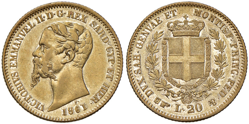 Vittorio Emanuele II (1849-1861) 20 Lire 1861 Torino - Nomisma 763 AU 
SPL