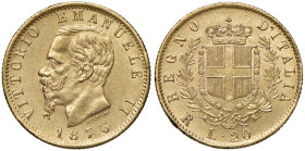 Vittorio Emanuele II (1861-1878) 20 Lire 1876 Roma - Nomisma 866 AU Segnetti al bordo. Minor rim nicks.
SPL