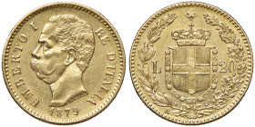 Umberto I (1878-1900) 20 Lire 1879 - Nomisma 978 AU 
SPL