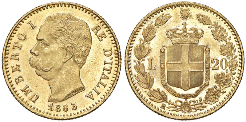 Umberto I (1878-1900) 20 Lire 1883 - Nomisma 982 AU Minimi hairlines al D/. Mino...