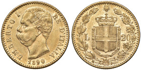 Umberto I (1878-1900) 20 Lire 1890 - Nomisma 988 AU 
SPL