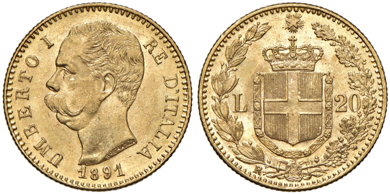 Umberto I (1878-1900) 20 Lire 1891 - Nomisma 989 AU
qFDC