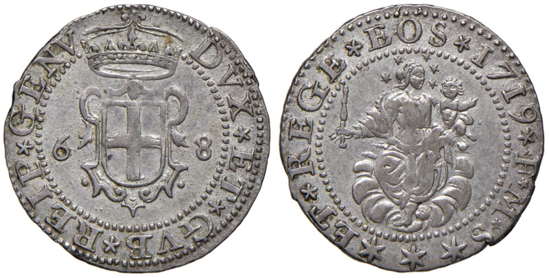 GENOVA Dogi biennali III Fase (1637-1797) 6 Soldi e 8 denari 1719 sigla F M S - ...