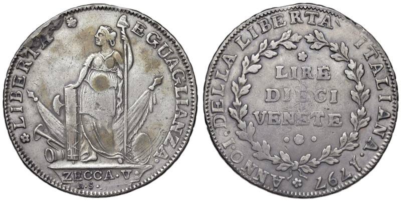 VENEZIA Municipalità Provvisoria (1797) 10 Lire Venete 1797 - Paolucci 918 AG (g...