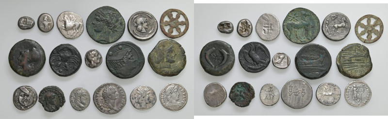 § ANCIENT COINS Lotto di 17 monete antiche, greche e romane tra cui Populonia, C...