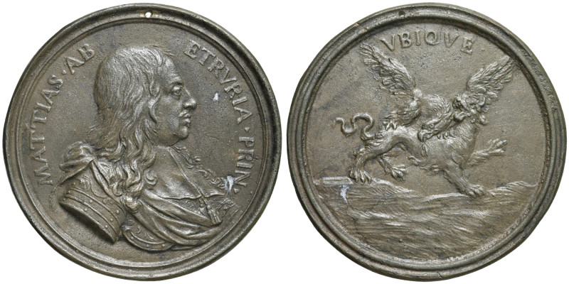 Mattias di Cosimo II de' Medici (1613-1667) Medaglia fusa 1712 A ricordo del fig...