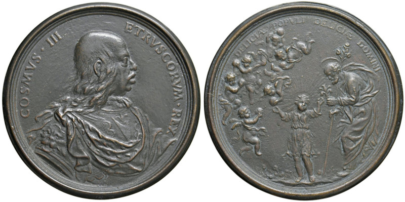 Cosimo III de' Medici (1670-1723) Medaglia fusa 1720 A ricordo della dedica da p...