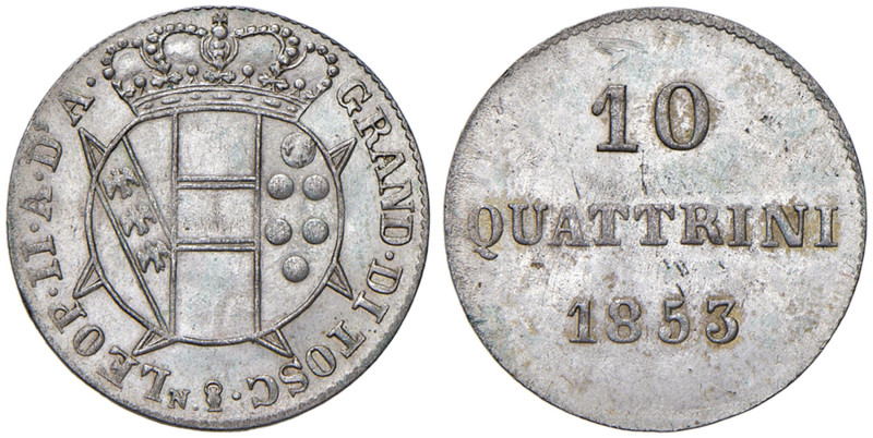 FIRENZE Leopoldo II di Lorena (1824-1859) 10 Quattrini 1853 - MIR 460/3 MI (g 1,...