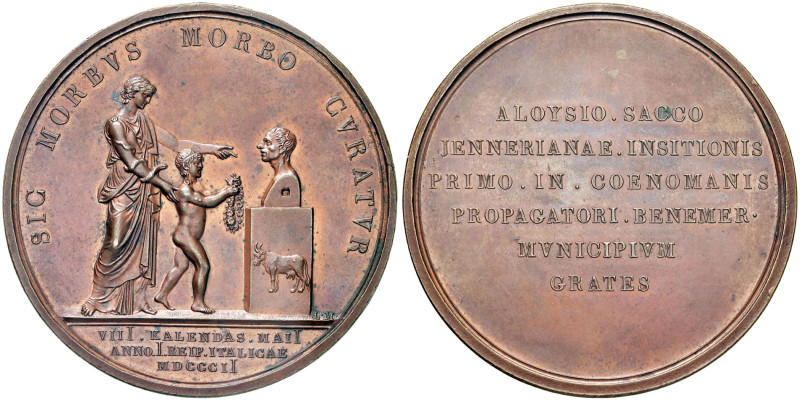 Medaglia 1802 Ringraziamenti di Brescia al Dott. Luigi Sacco per l'introduzione ...