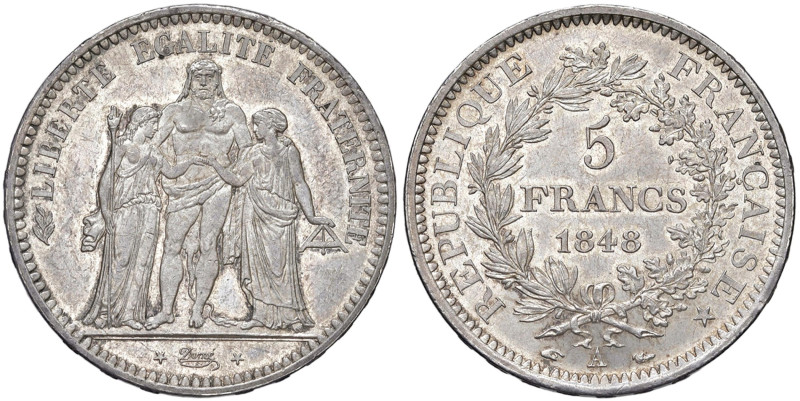 FRANCIA Seconda Repubblica (1848-1852) 5 Franchi 1848 A - KM 756.1 AG (g 25,00)...