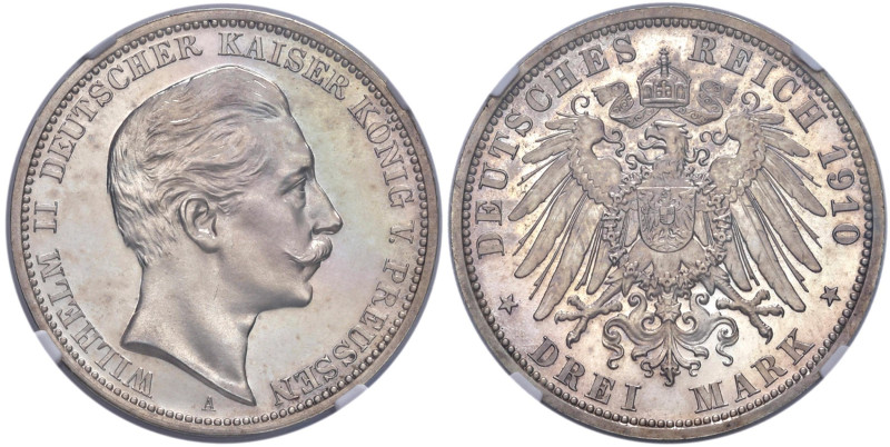 GERMANIA Prussia Guglielmo II (1888-1918) 3 Marchi 1910 A - Jaeger 103 AG In Sla...